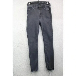 Mother Black Denim Jeans Stunner Zip Ankle Step Fray-Size 25-Pockets